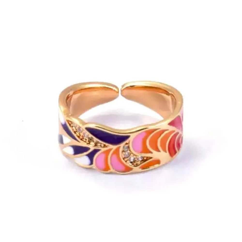 COPY - ENAMEL ABSTRACT ADJUSTABLE RING‎